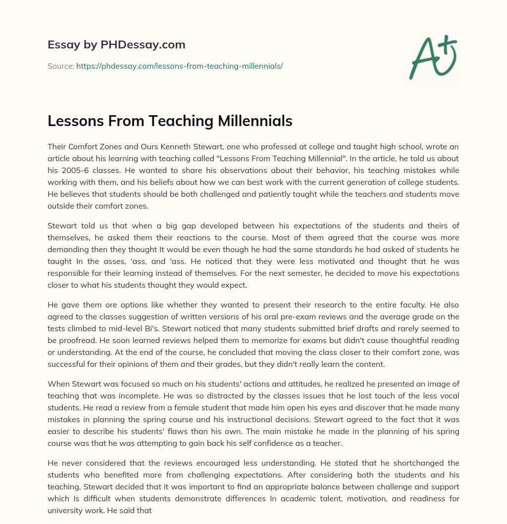 Lessons From Teaching Millennials essay