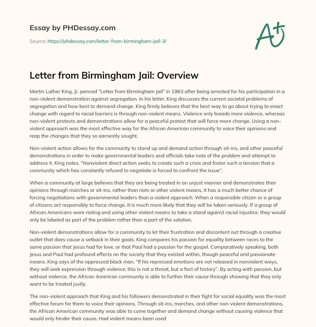 Letter from Birmingham Jail: Overview essay
