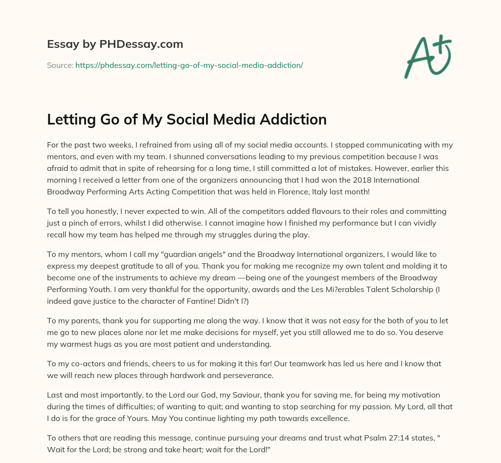 Letting Go of My Social Media Addiction essay