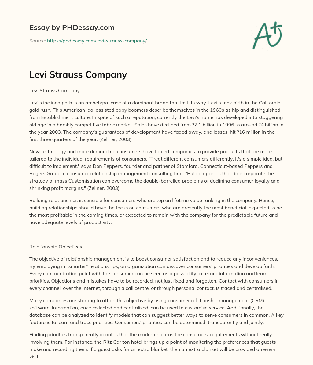 Levi Strauss Company essay