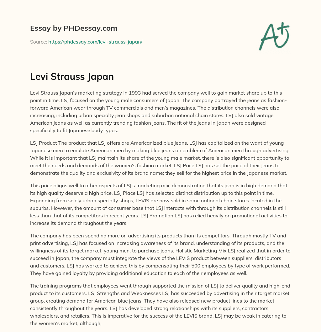 Levi Strauss Japan essay