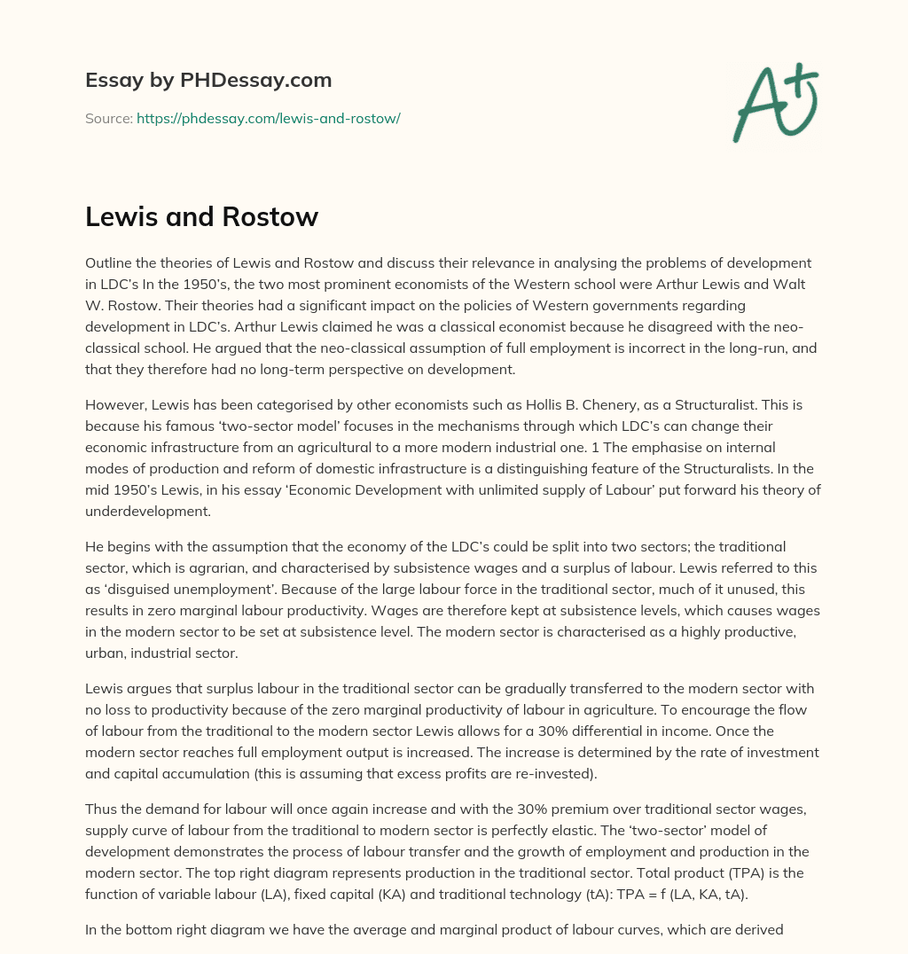 Lewis and Rostow essay