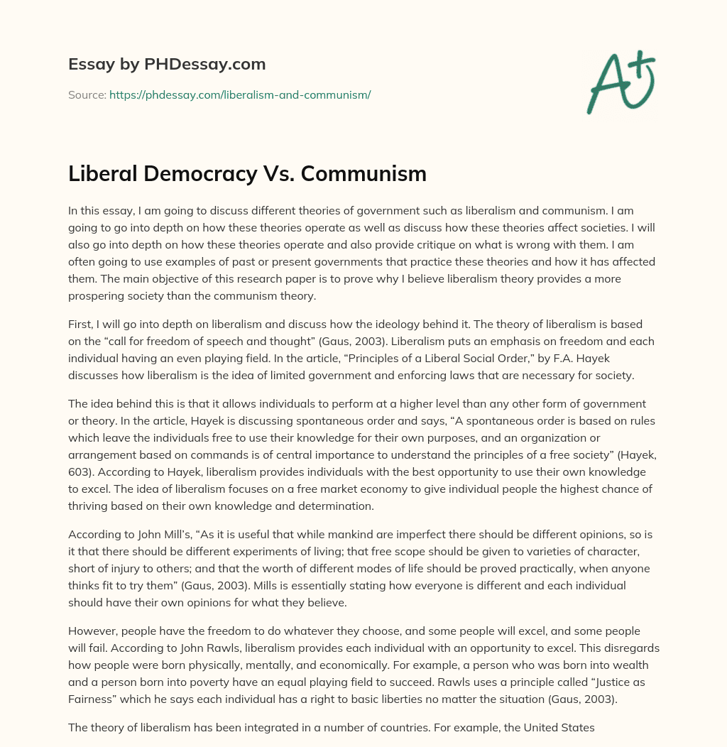 communism vs democracy essay