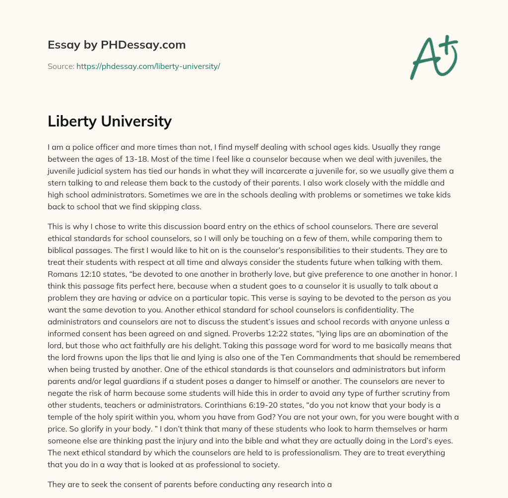 liberty university essay examples