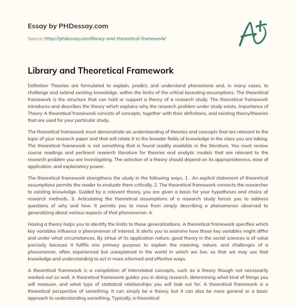 Library and Theoretical Framework essay