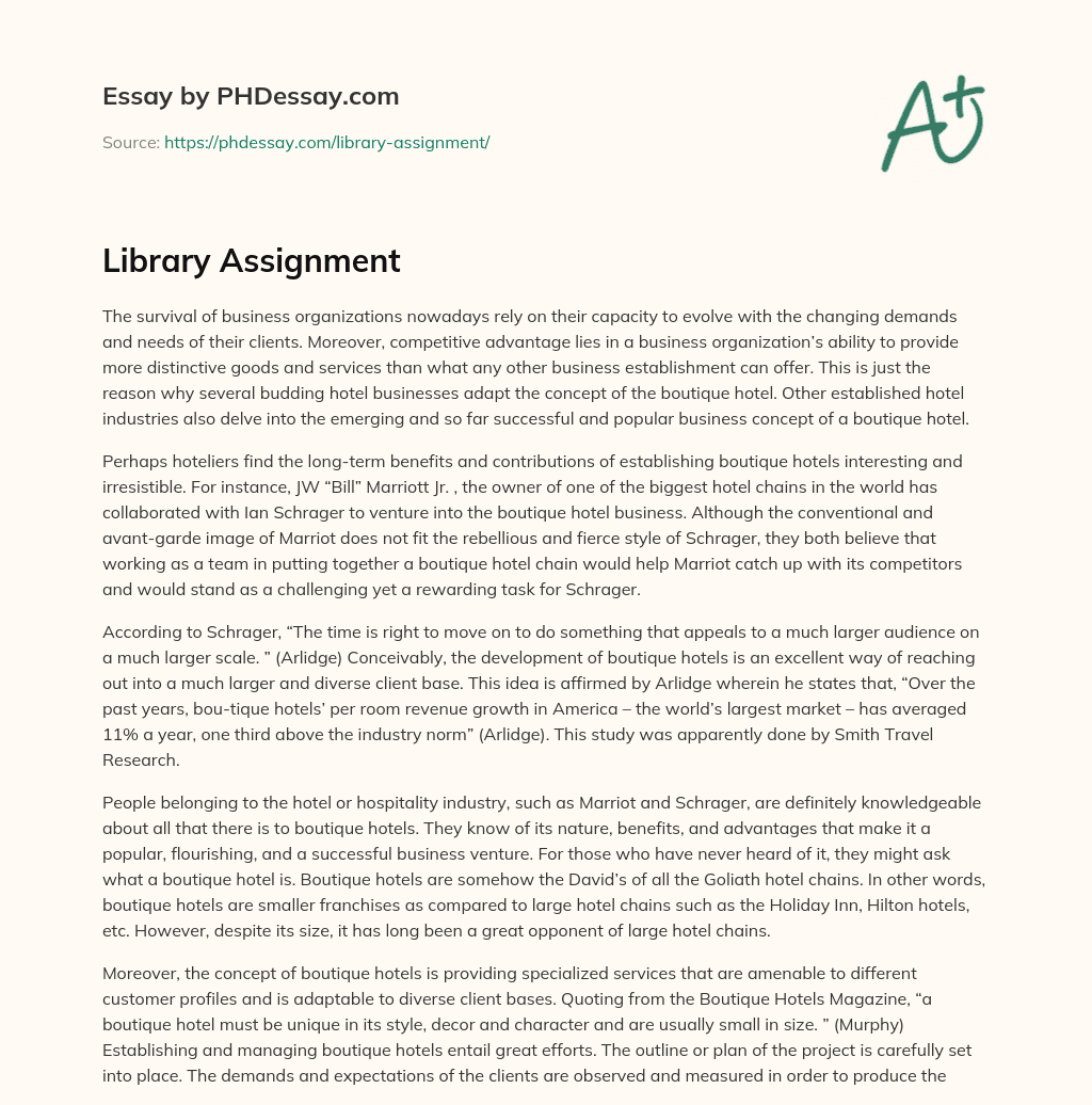 Library Assignment essay