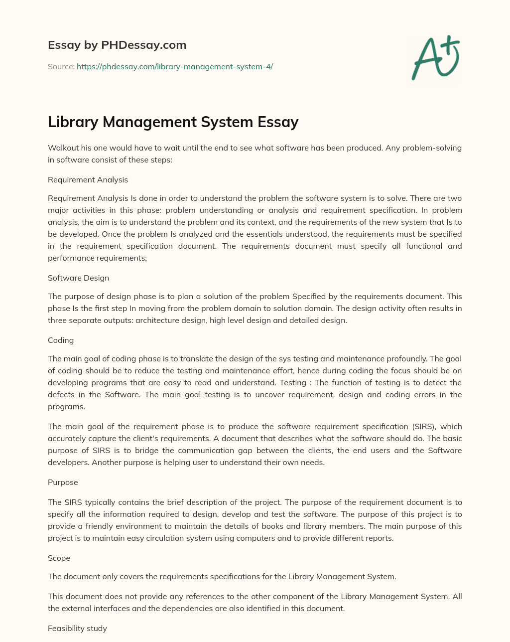 library management system essay