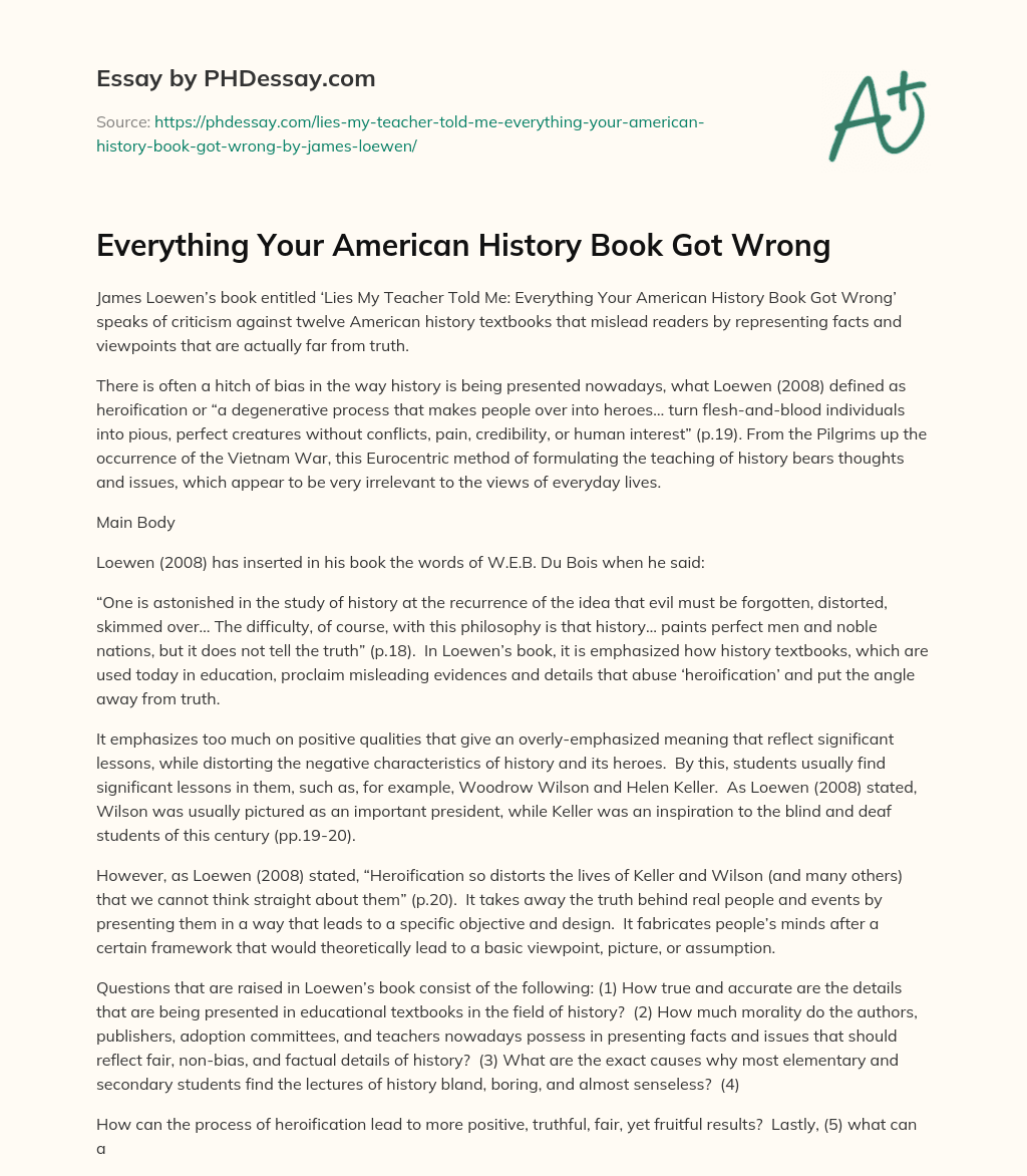 Everything Your American History Book Got Wrong essay