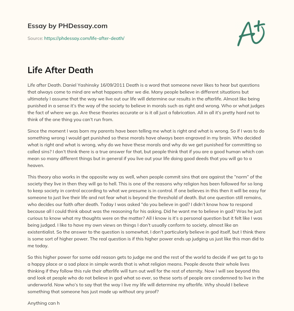 Life After Death essay