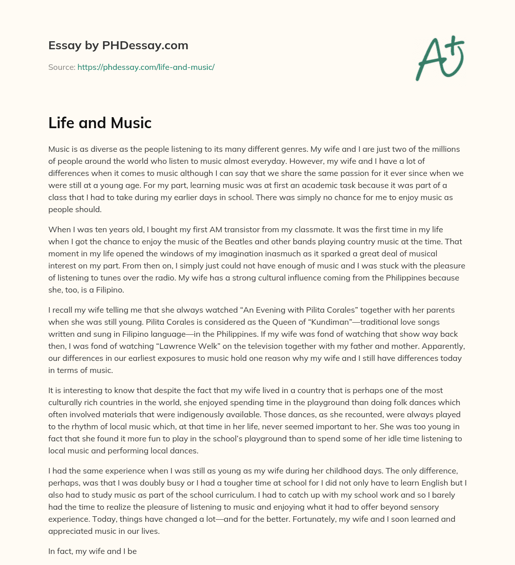 Life and Music essay