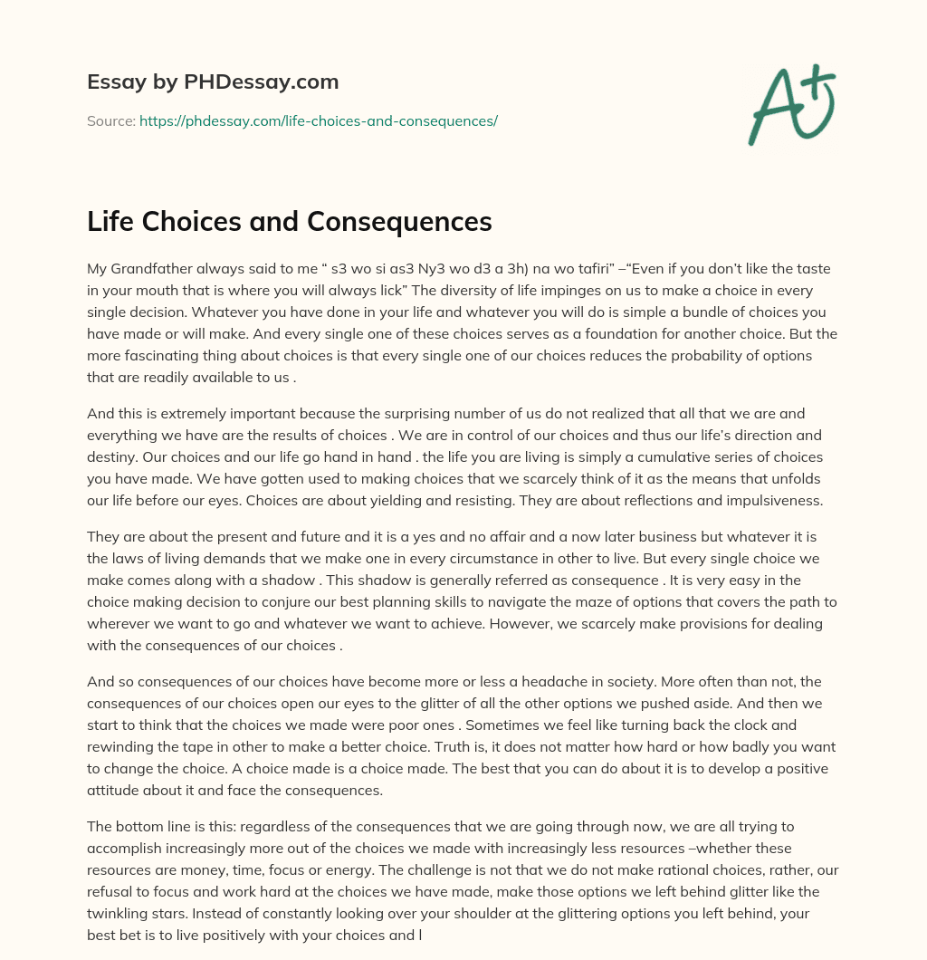 life choices essay