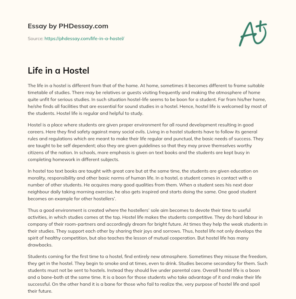 hostel life essay 500 words