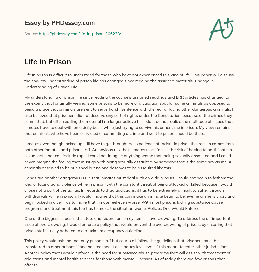 essay against life in prison