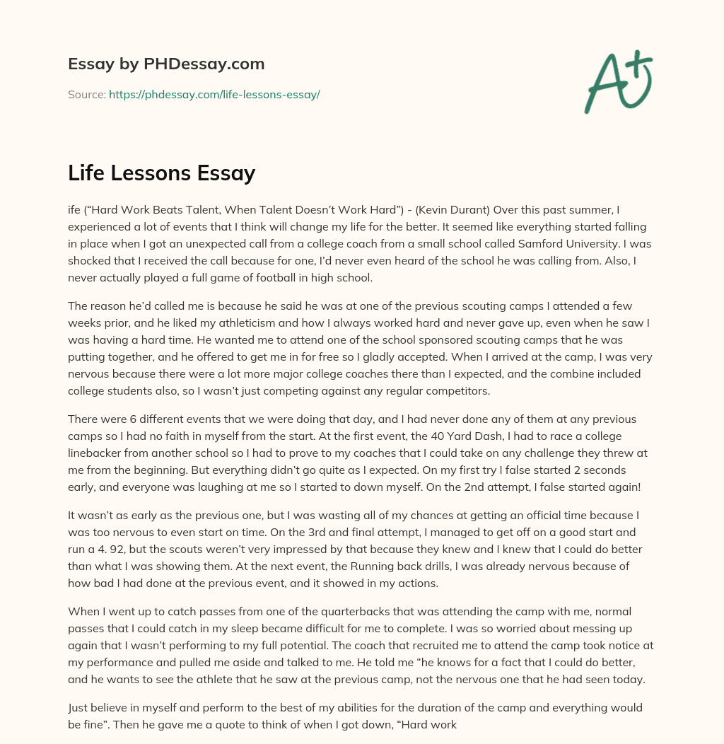 Life Lessons Essay essay