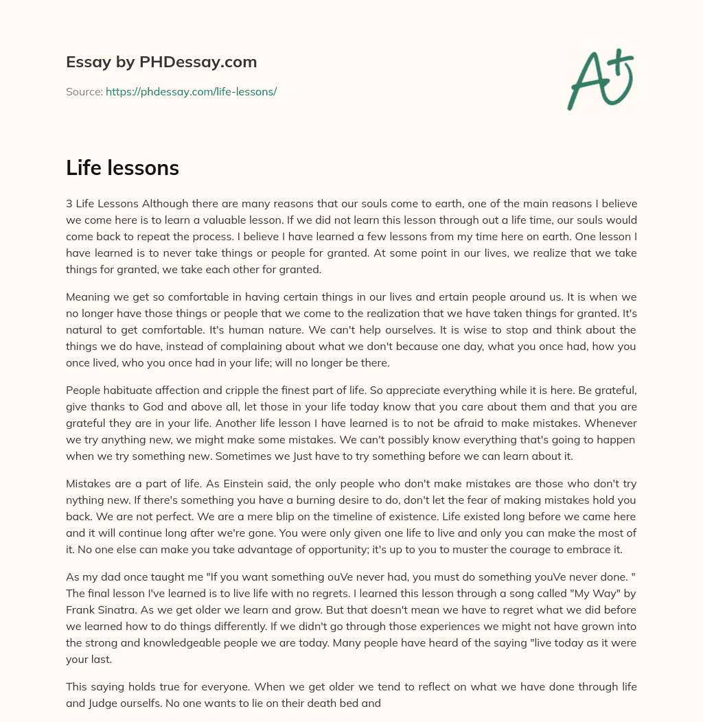 short essay on life lessons