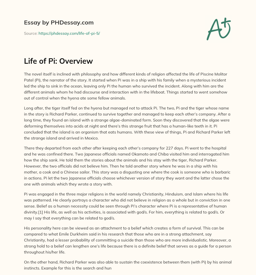 Life of Pi: Overview essay
