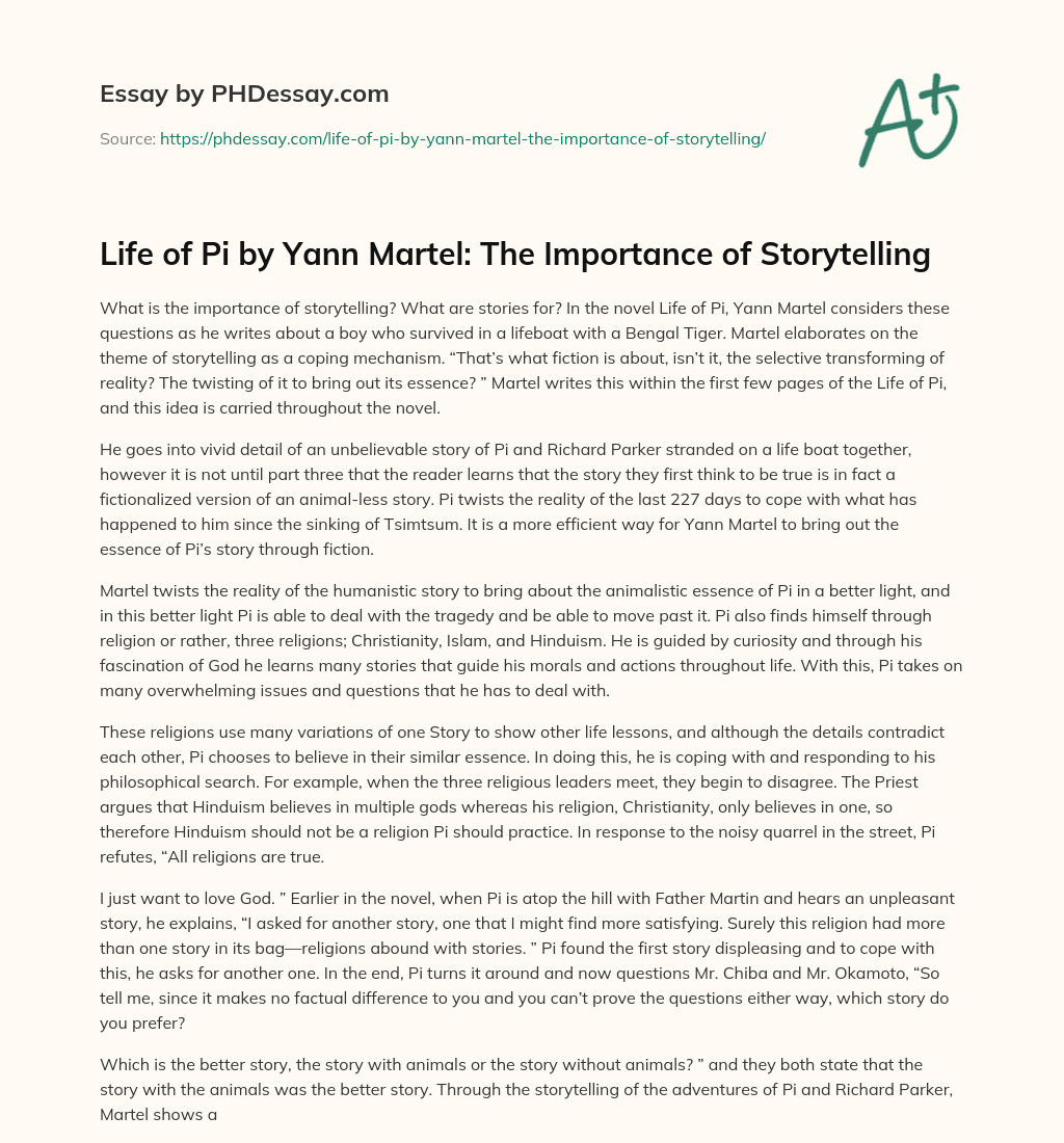 life of pi storytelling essay pdf