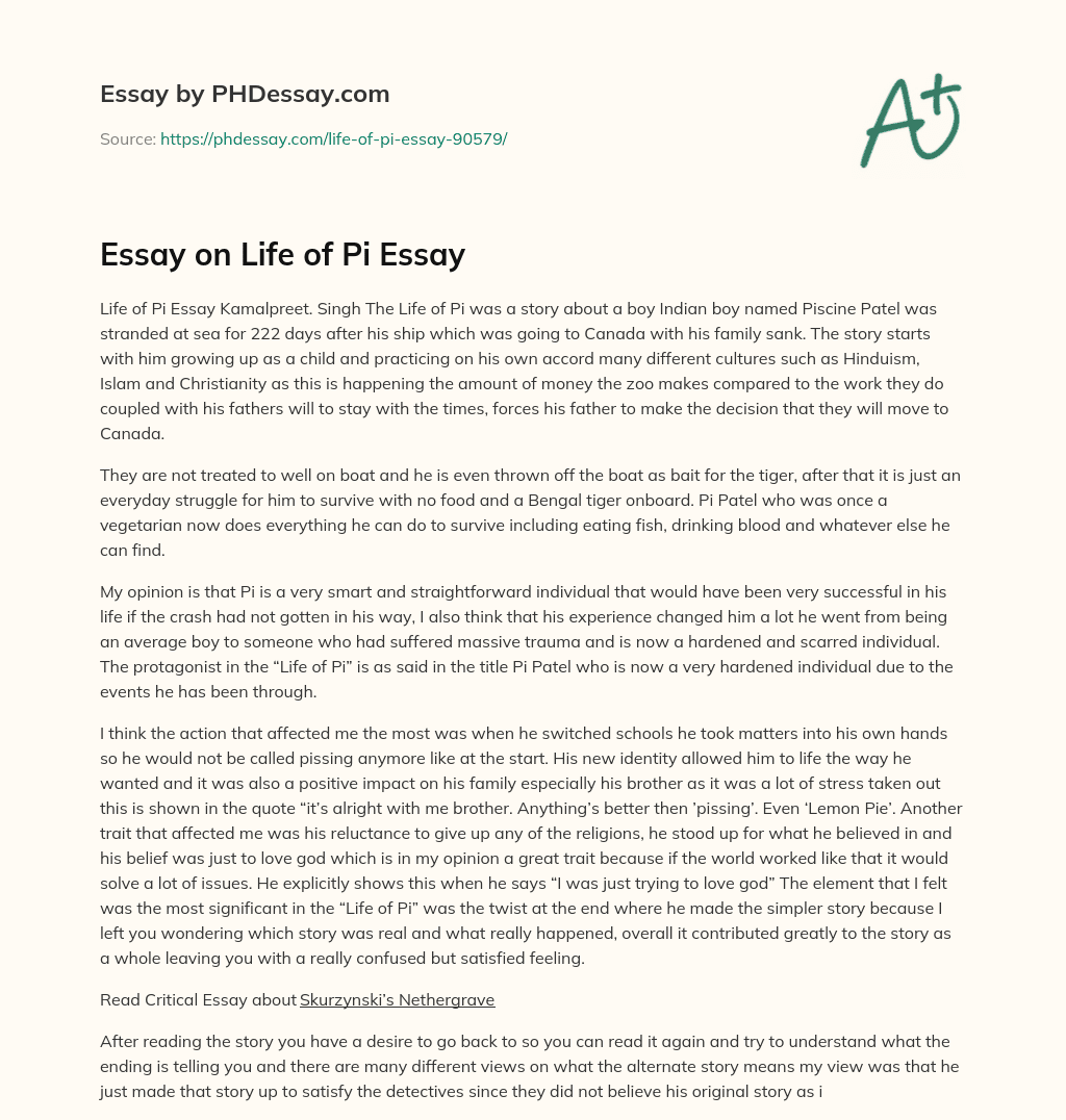 Essay on Life of Pi Essay essay