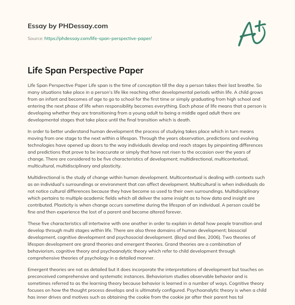 Life Span Perspective Paper essay