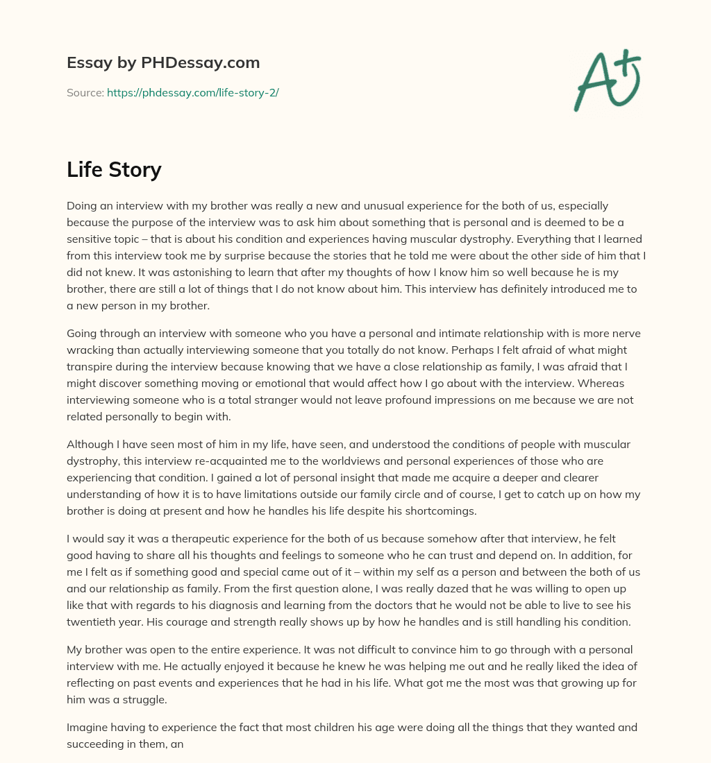 essay on life story