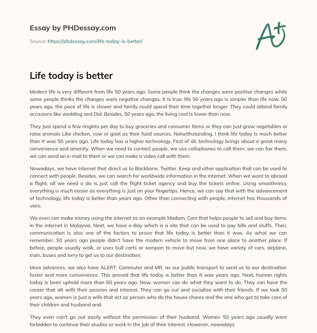 essay about better life