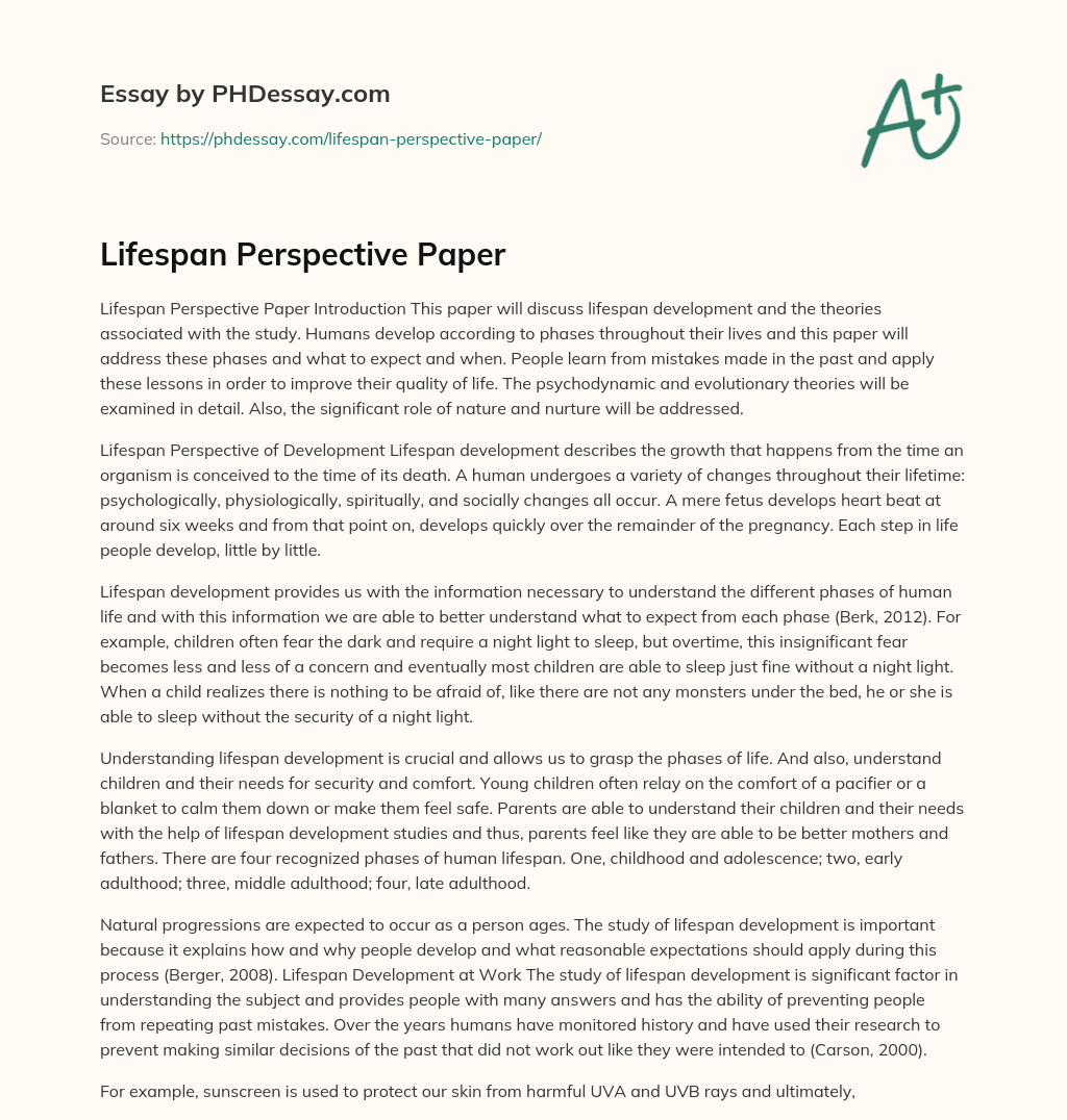 lifespan perspective essay