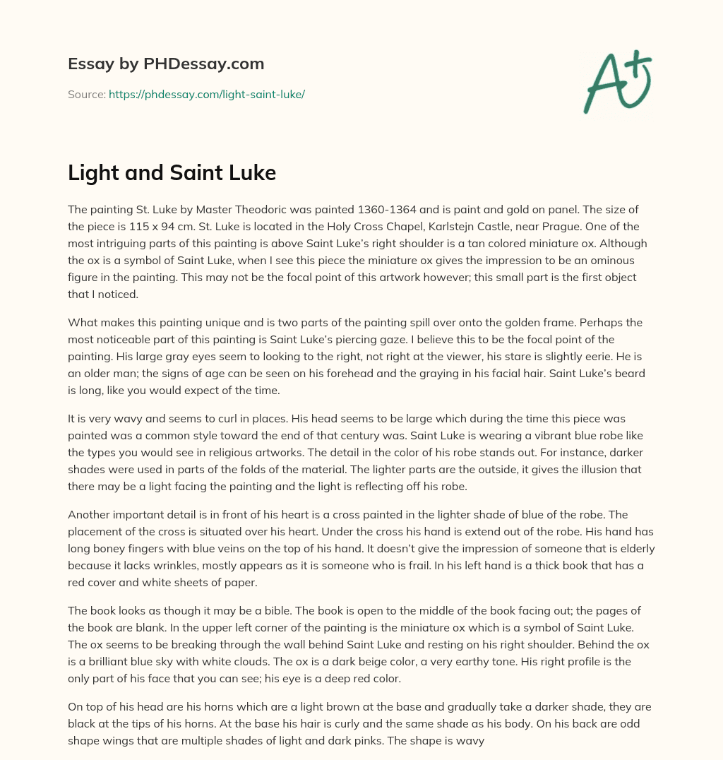 Light and Saint Luke essay