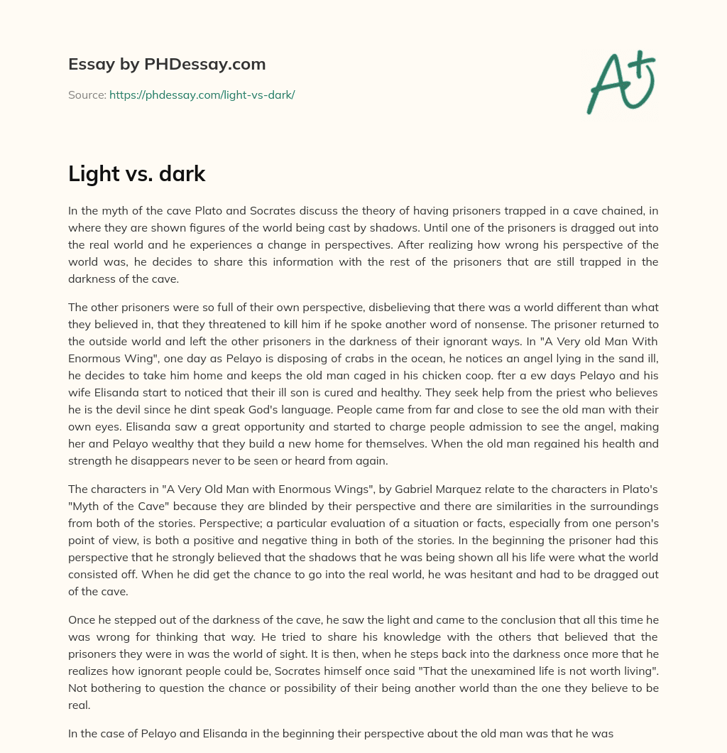 Light vs. dark essay