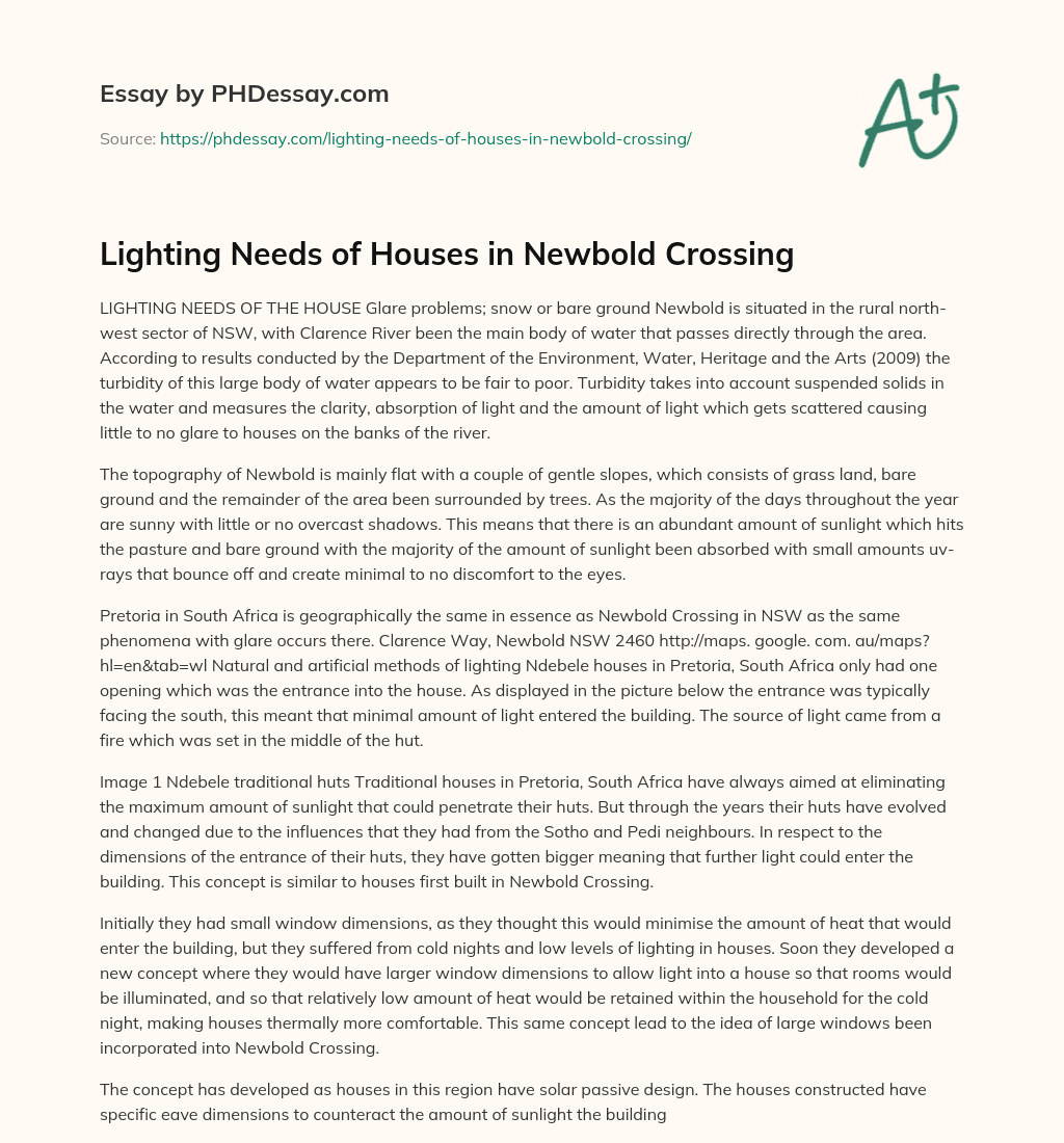 Lighting Needs of Houses in Newbold Crossing essay