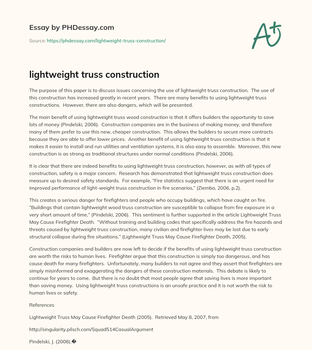 lightweight truss construction essay