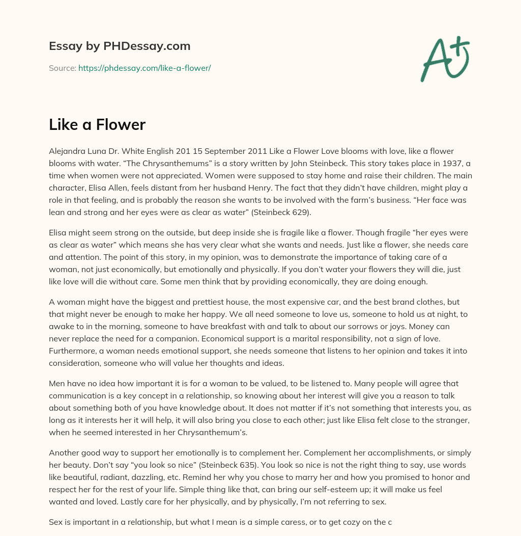 my life is like a flower essay