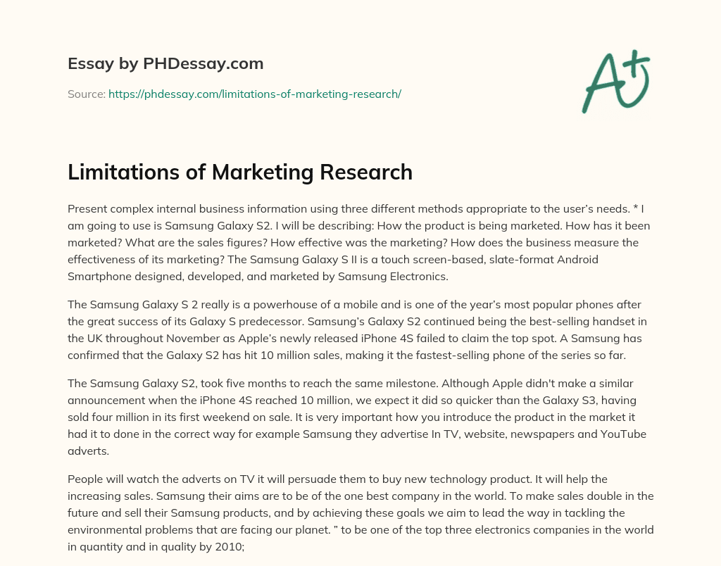 Limitations of Marketing Research essay