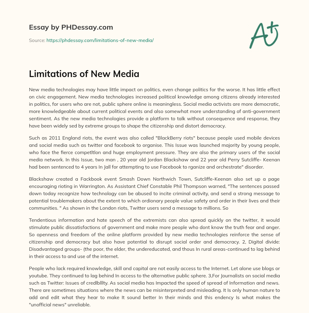 Limitations of New Media