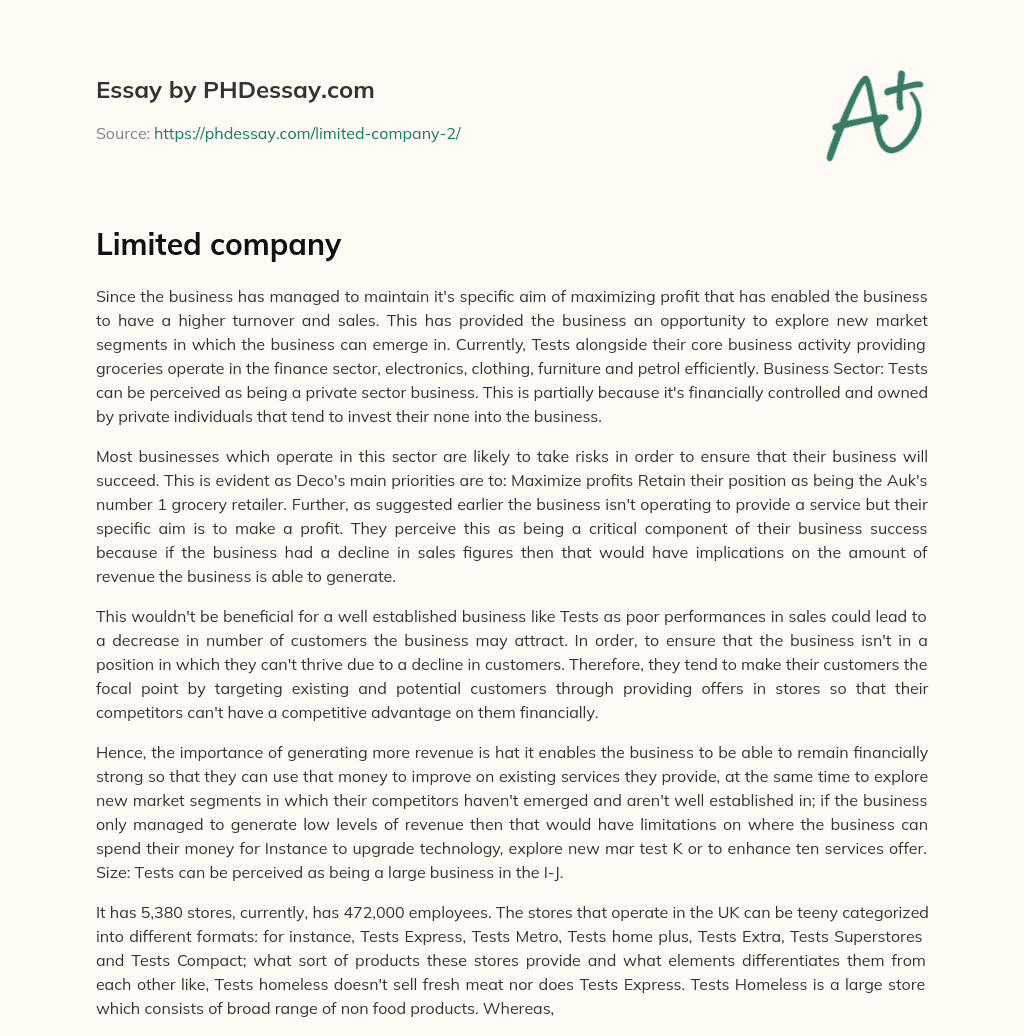 Limited company essay