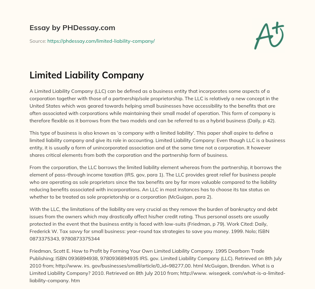Limited Liability Company essay