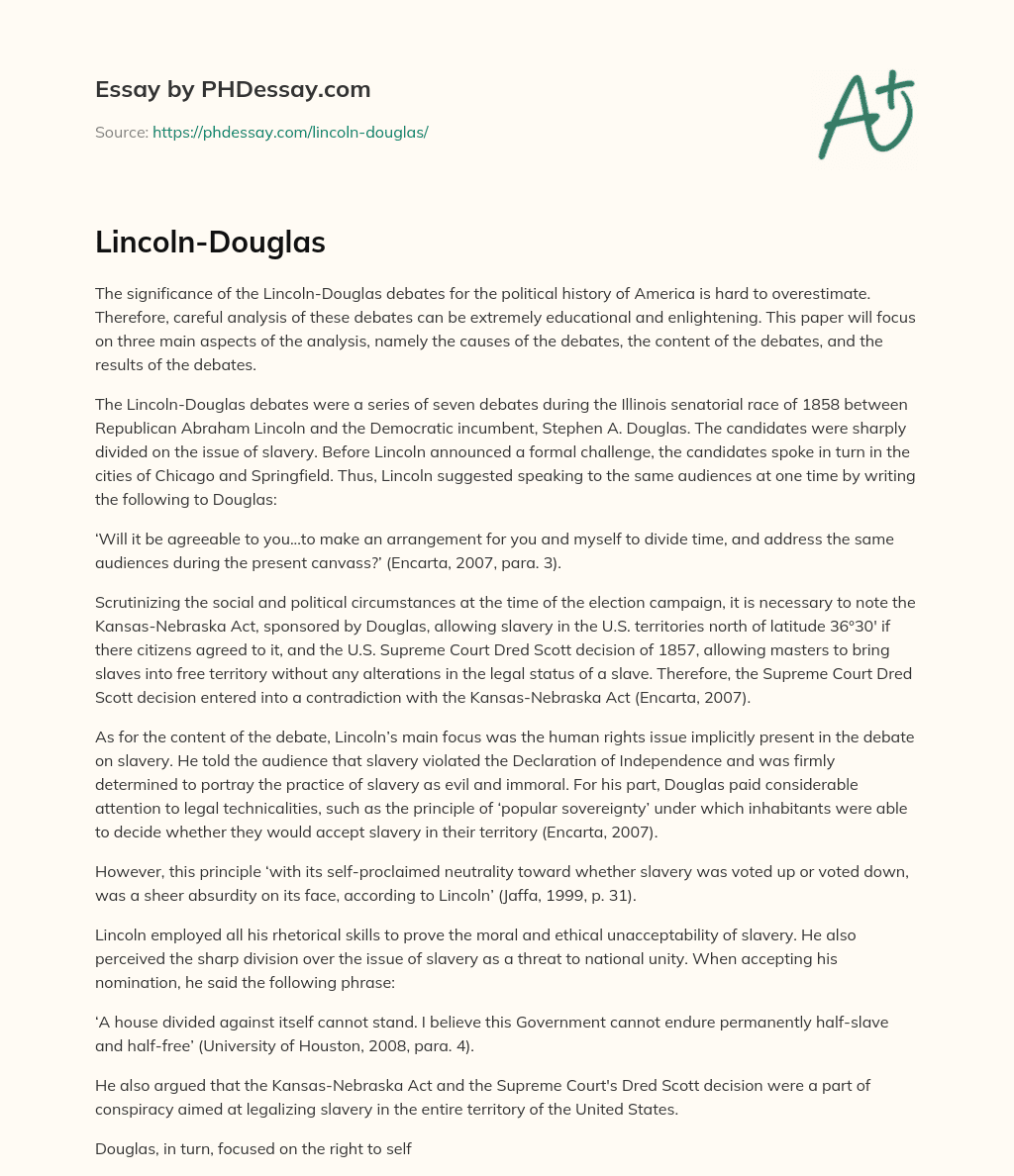 Lincoln-Douglas essay