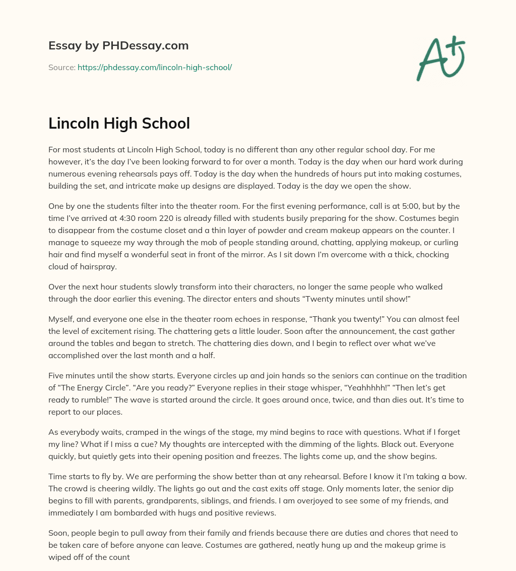 Lincoln High School essay