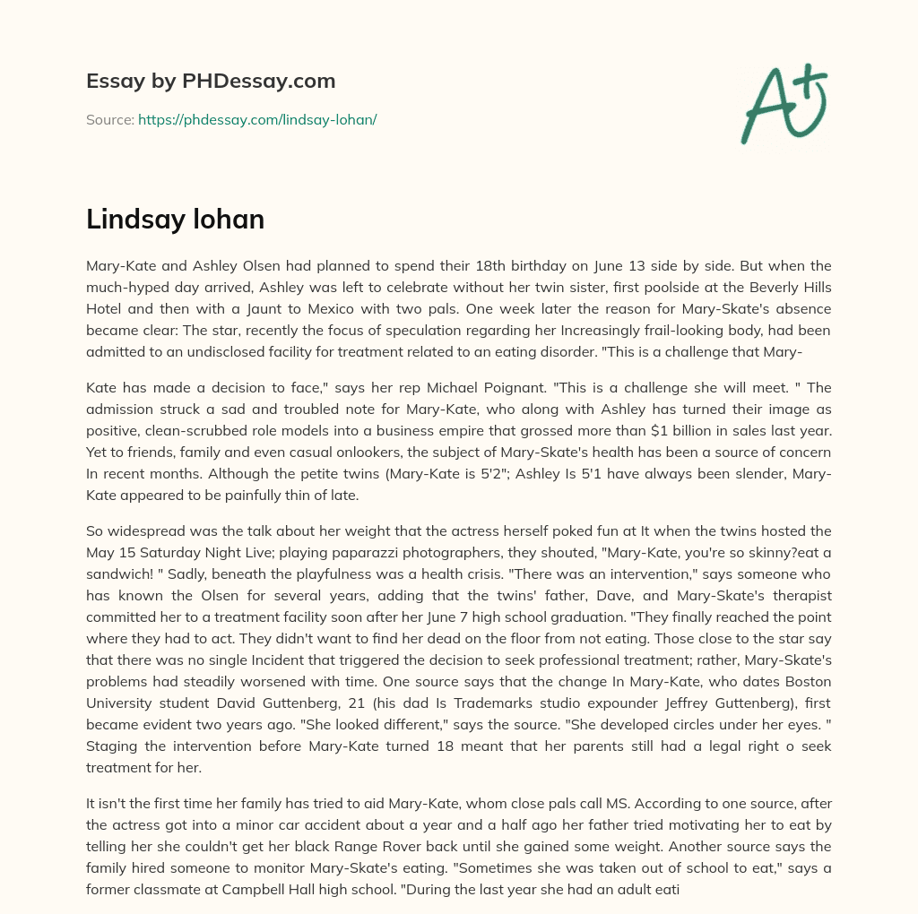 Lindsay lohan essay