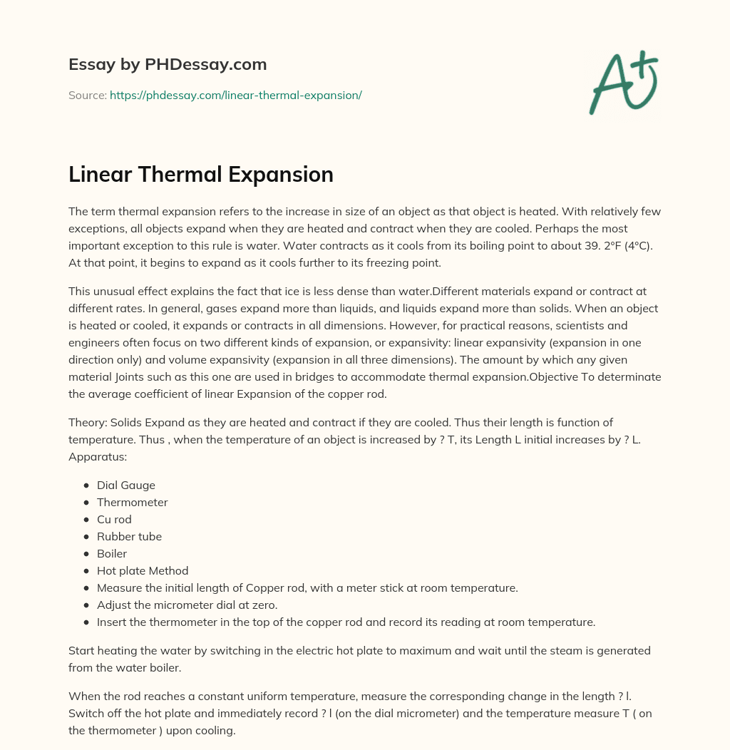 Linear Thermal Expansion essay