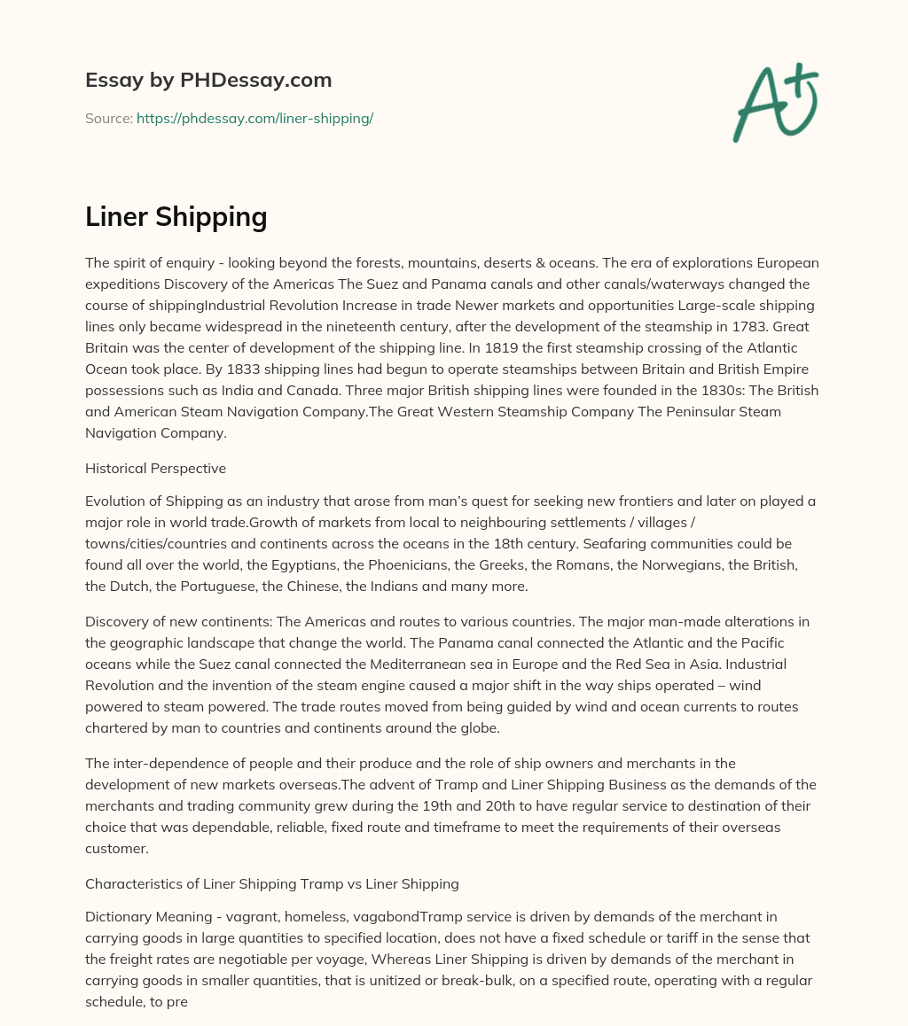 Liner Shipping essay