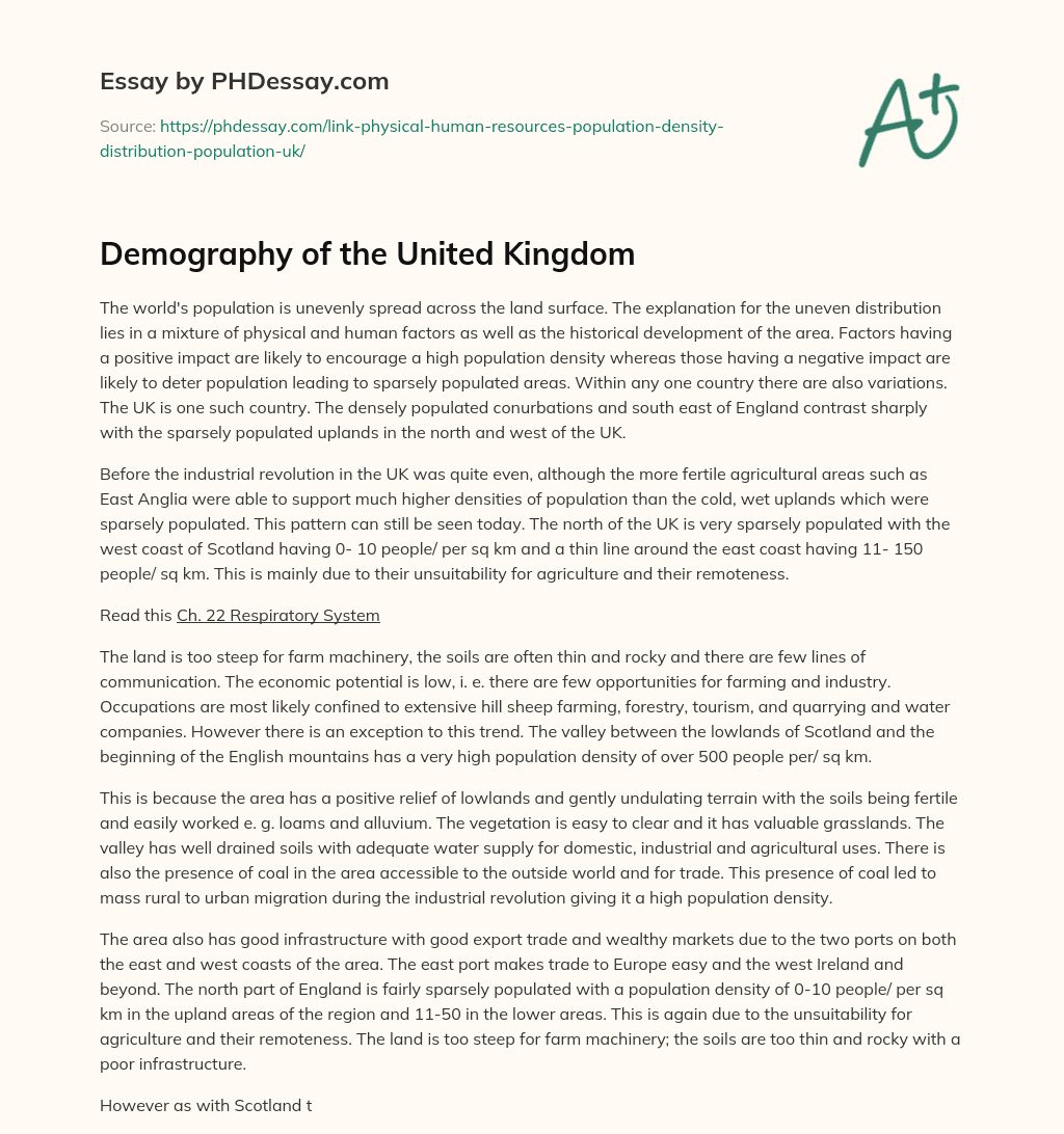 Demography of the United Kingdom essay