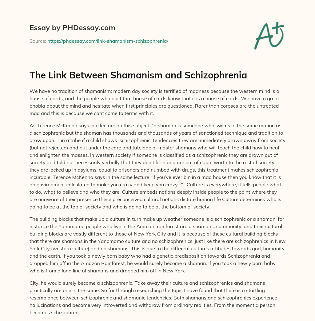 The Link Between Shamanism and Schizophrenia essay