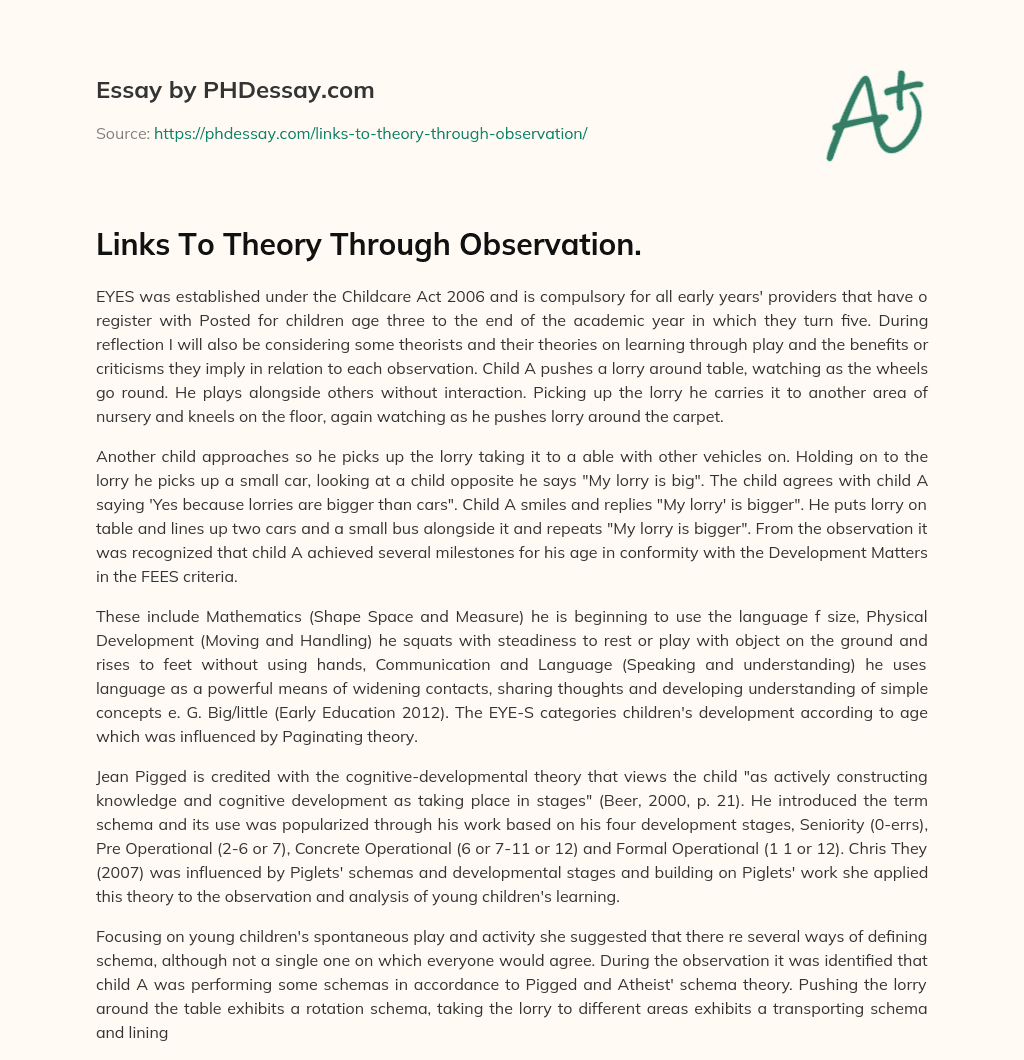 Links To Theory Through Observation. essay