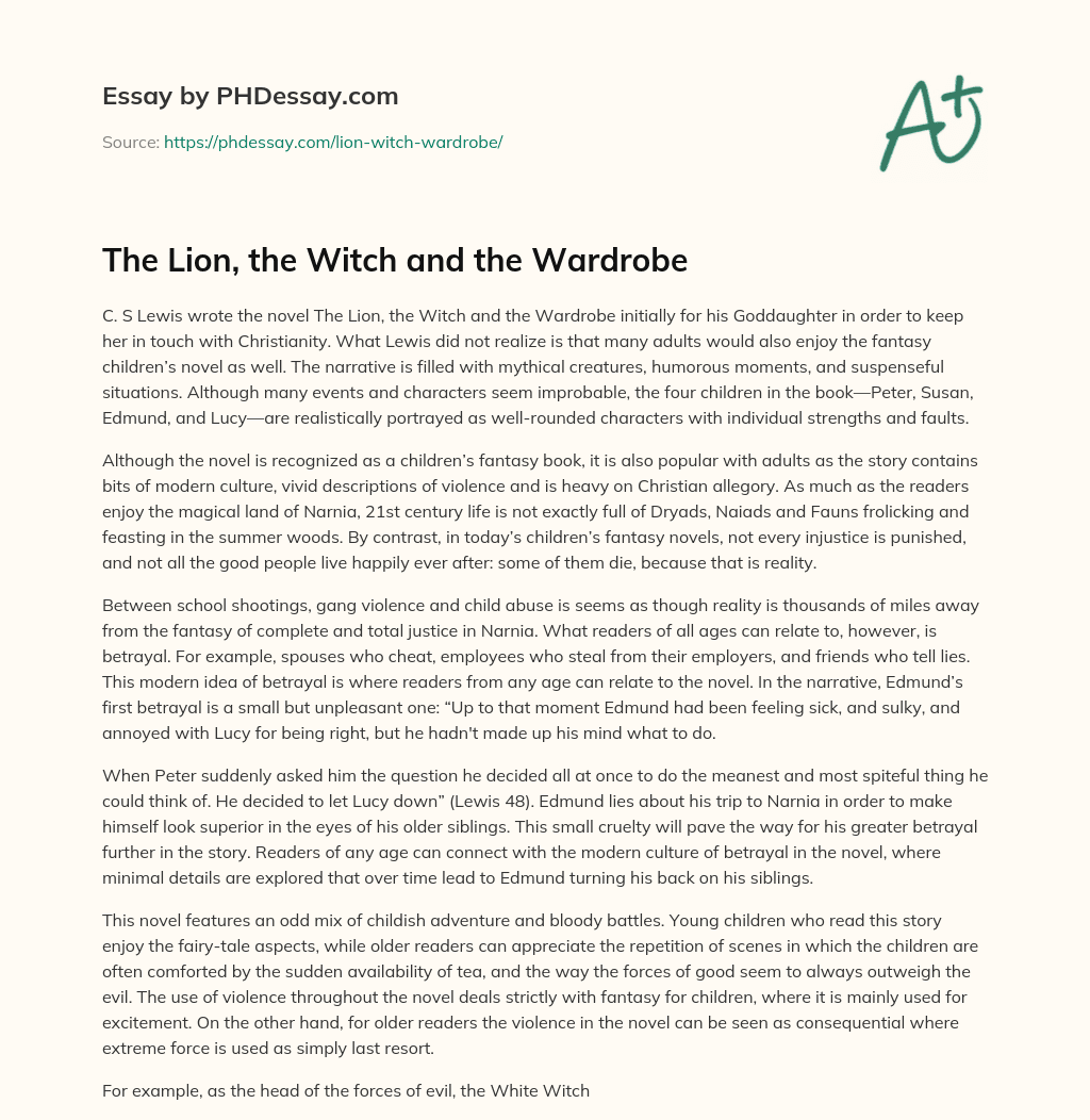The Lion, the Witch and the Wardrobe essay