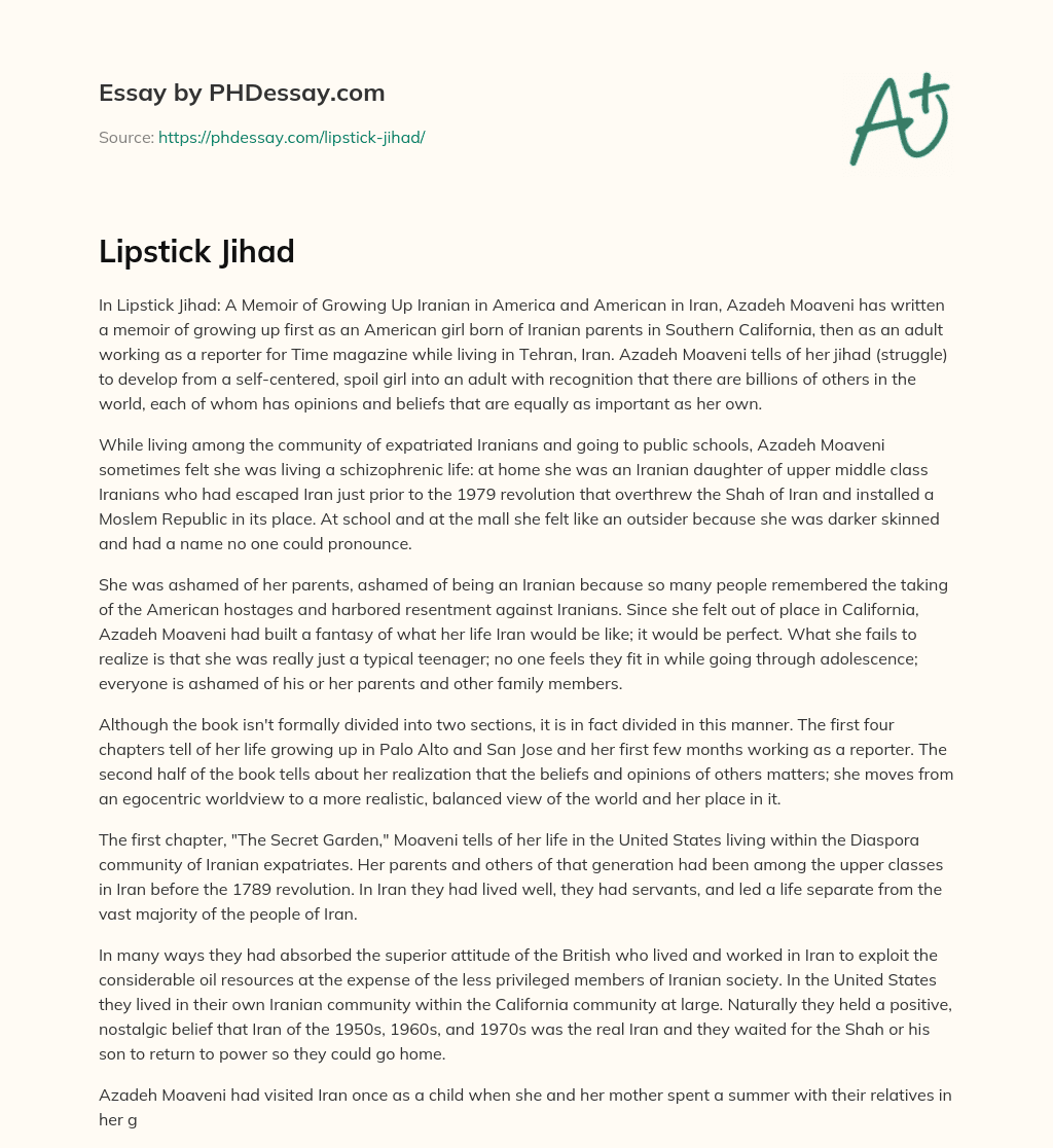 Lipstick Jihad essay