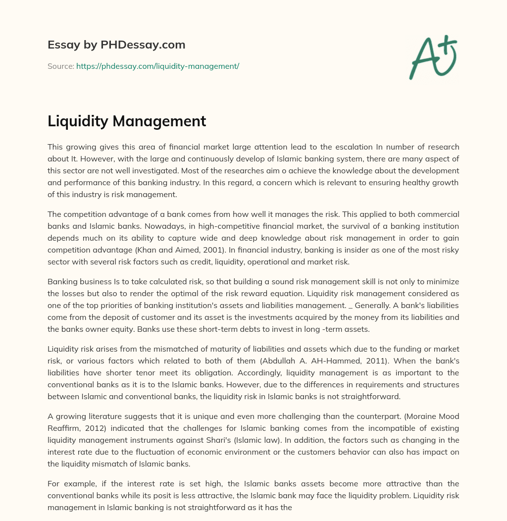 Liquidity Management essay