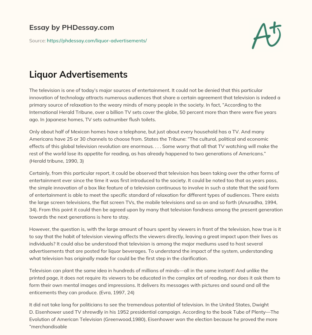 Liquor Advertisements essay