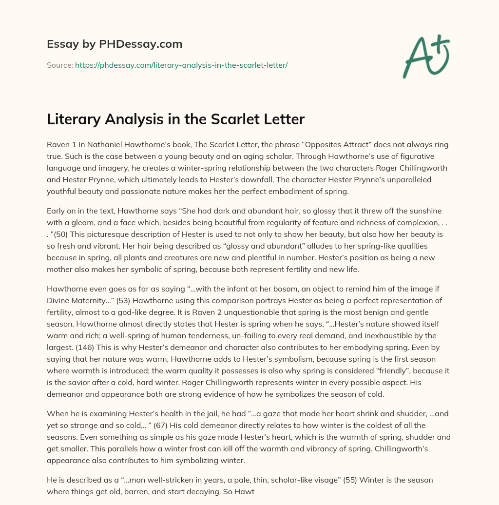 Literary Analysis in the Scarlet Letter essay