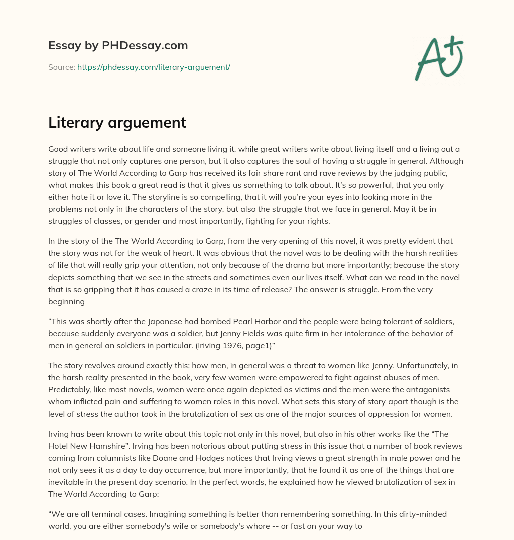 Literary arguement essay