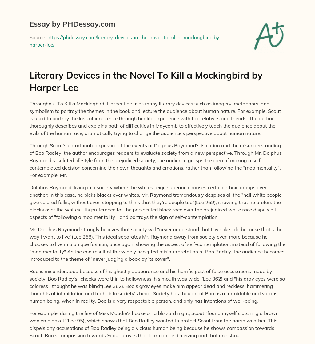 to kill a mockingbird literary devices essay